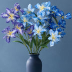 12 Pcs Artificial Iris Flowers, Faux Iris Purple Flowers 31.5", Real Touch Long Stems Fake Blue Silk Iris Bouquets Stems for Home Vases Living Room Centerpieces Wedding Floral Decoration by AethelFlora