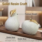 Apple and Pear Decor Set, Modern Fruit Sculpture Home Decor, White and Gold Decorative Ornaments for Living Room Bedroom Desk Shelf Coffee Table, Aesthetic Room Decor Unique Gift - Image 4