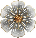 Metal Flower Wall Art Decor, 8.3" Rustic Modern Floral Sculpture, Distressed Iron Wall Hanging Home Decoration Accent Artworks for Indoor Kitchen Bedroom Living Room Office Outdoor Garden Patio - 06 by Picfarce
