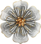 Metal Flower Wall Art Decor, 8.3" Rustic Modern Floral Sculpture, Distressed Iron Wall Hanging Home Decoration Accent Artworks for Indoor Kitchen Bedroom Living Room Office Outdoor Garden Patio - 06 by Picfarce