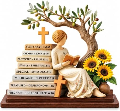 Christian Gifts for Women: Bible Verse Decor, God Says I Am Decorative Sign by KATINAT