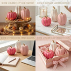 White Pink and Gold Pumpkin Decor, 3Pcs Resin Pumpkin Figurines Fall Decor - Image 4