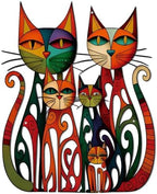 Wesiti Metal Cat Wall Art 11x11.8in Colorful Retro Iron Sculptures by Wesiti