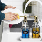 LMQML Soap Dispenser - 2 Pack, Antique Design Thick Glass Hand Soap Dispensers with Sturdy Tray; 304 Rust Proof Stainless Steel Pump, 12Pcs Stickers, for Kitchen, Bathroom - Image 6
