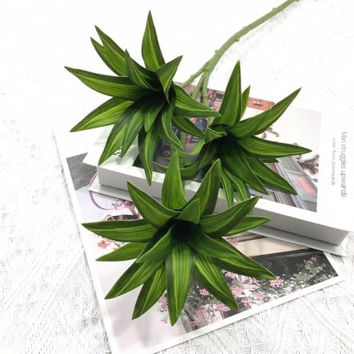 Artificial Dracaena Plant, Faux Branches Plastic Leaves 18.5 Inch Greenery Stems Bushes Fake Simulation 3D Leaf Shrubs Twigs for Home Garden Decor Vase Office Wedding Party DIY Decoration Green 2 Pack - Image 6