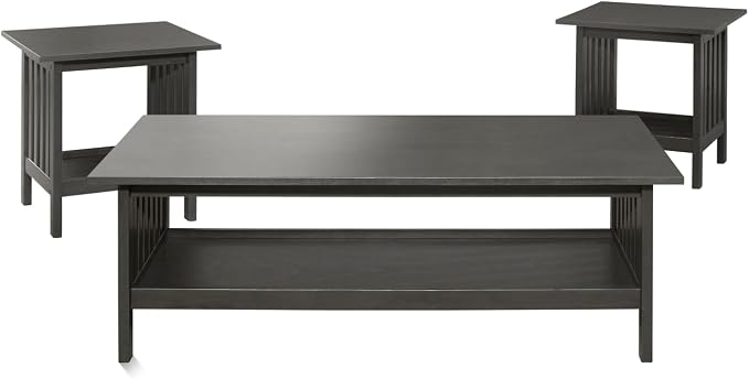 Classic Style Coffee Table and Two End Set Antique Gray Finish 3Pc Occasional - Image 6