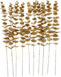 CATTREE Artificial Gold Eucalyptus, Faux Plastic Golden Plants 19" Tall 10 Pcs, Wreath Decorations Fake Shrubs for Wedding Hotel Hall Party Indoor Home Table Centerpieces DIY Decor Planting Filler by CATTREE