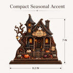 The Spooky House Plaque, Wooden Halloween Village Houses - Image 3