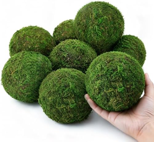 Qingbei Rina Large Green Moss Balls Decorative(4"-Set of 6) by QingbeiRina