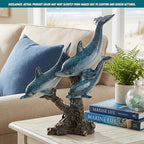 Dolphin Statue - Triple Dolphins Swimming Figurine Coastal Home Decor Tabletop Collection (Aqua) - Image 7