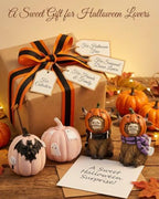 GoGnome Halloween Highland Cow Figurines Set of 2, Cute Pumpkin Head Cow Resin Statues with Scarves & Horn Details Farmhouse Fall Tabletop Decorations (Brown Highland Cow) - Image 5