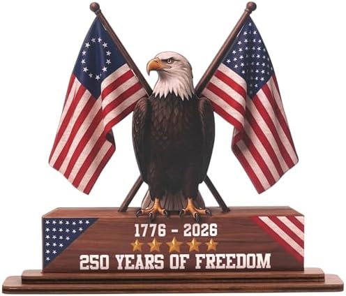 250th Anniversary American Wooden Plaque, 1776-2026 Patriotic USA Decor by KATINAT