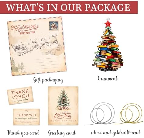 Book Lovers Gifts Book Ornament, Teacher Gifts for Women, Librarian, Reader - Image 4