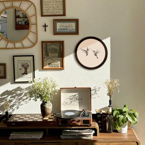 CFFJLHN Vintage Spring Hummingbird Bird Wall Art Decor, Farmhouse Neutral Sketch Minimalist Love Birds Round Hanging Wall Decor for Home Bedroom Living Room Bathroom, 10x10 Inch - Image 3