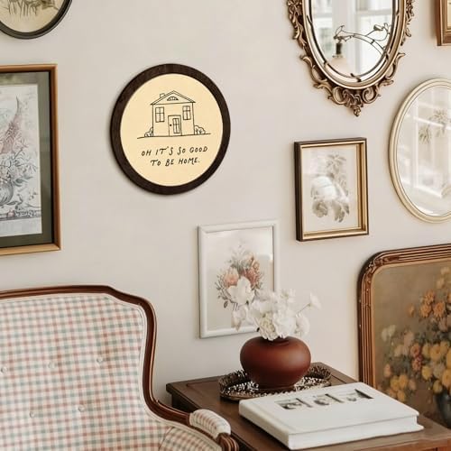 CFFJLHN Rustic Farmhouse Wall Art Decor, Oh It's So Good to Be Home Motivational Neutral Minimalist Round Hanging Wall Decor for Home Bedroom Living Room, 10x10 Inch - Image 4