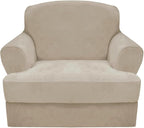CUCRAF T Cushion Sofa Cover 2 Piece Armchair Slipcovers, Soft Thick Velvet by CUCRAF