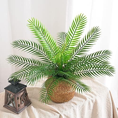 CATTREE Fake Tropical Palm Plant, 2 Pack Artificial Plastic Tree Plants Faux Greenery Leaves Shrubs Boston Fern Bushe for Indoor Outdoor Modern Decoration in Pot for Home Garden Office Wedding Décor - Image 2