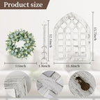 WAKOSAN Rustic Wood Window Frame Wall Decor with Wreath & Arrows Set of 2 - Image 3