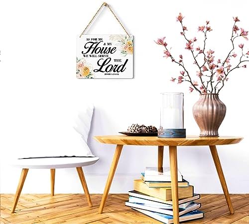 Inspirational Decor As for Me and My House We Will Serve The Lord-Joshua 24:15 Christian Bible Verse Wall Art Scripture Wooden Hanging Sign for Farmhouse Home Wall Art Decoration 10 x 8 Inches - Image 2