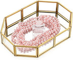 Hipiwe Mirror Glass Vanity Tray - Gold Ornate Makeup Organizer Perfume Tray - Image 6