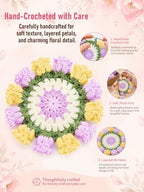 Crochet Flower Bouquet Coasters, Cotton Tulip Gift for Home Decor 4Pcs - Image 4