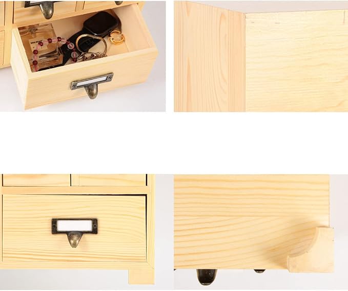 Apothecary Cabinet with 9 Drawers & Labels Rustic Library Card Catalog Cabinet - Image 6