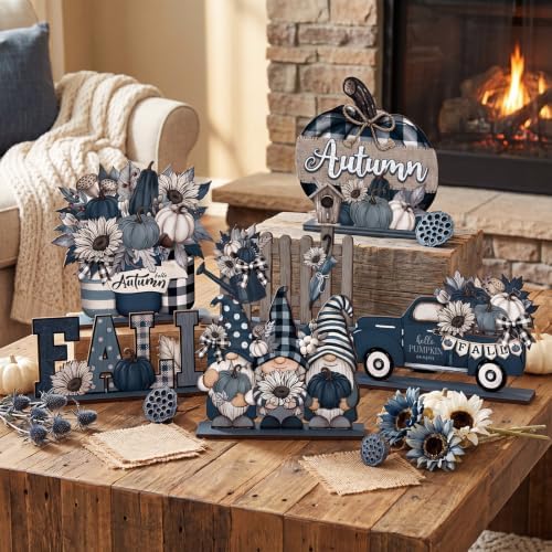Wenqik 6 Pcs Fall Wooden Table Decorations for Home, Farmhouse Pumpkin - Image 2