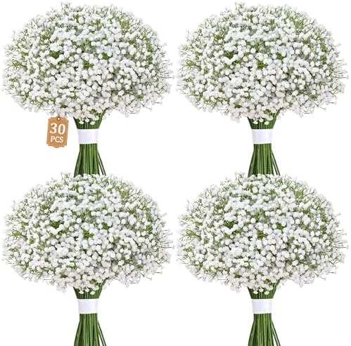 Dolicer 30 Pcs Babys Breath Artificial Flowers White Fake Babys Breath by DolicerLANDSCAPEQ