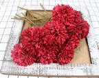 Tinsow 12PCS Artificial Ball Chrysanthemum Red Faux Flowers Bouquet - Image 4