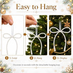 DIYDEC 18PCS Large Christmas Pearl Bow Ornament 7in Tree Hanging Decor - Image 3