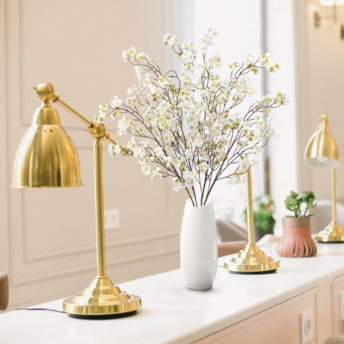 Sggvecsy Artificial Cherry Blossom Flowers 4 Pcs Faux Cherry Blossom Stems Faux Silk Cherry Blossom Branches 41’’ Fake Flowers Long Stems for Vase Arrangements Home Wedding Table Decor (White) - Image 2