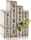 Lineshading 4 Pcs Inspirational Table Decor Wooden Book Gather Blessed Sign by Lineshading