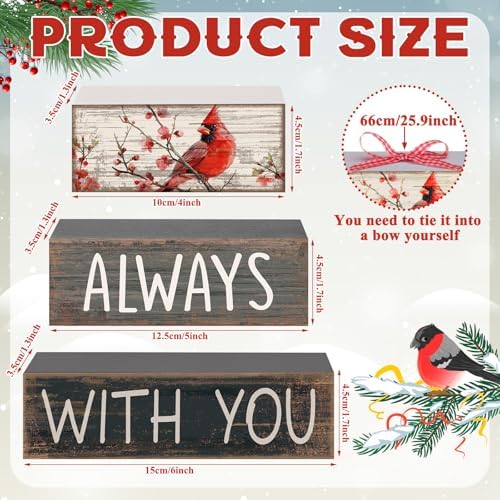 CroBlissful 4 Pcs Cardinal Gift Sympathy Gifts for Loss of Loved One Memorial Wooden Tabletop Decor Remembrance Bereavement Decor Condolence Block Sign for Father Mother Family Friends - Image 4