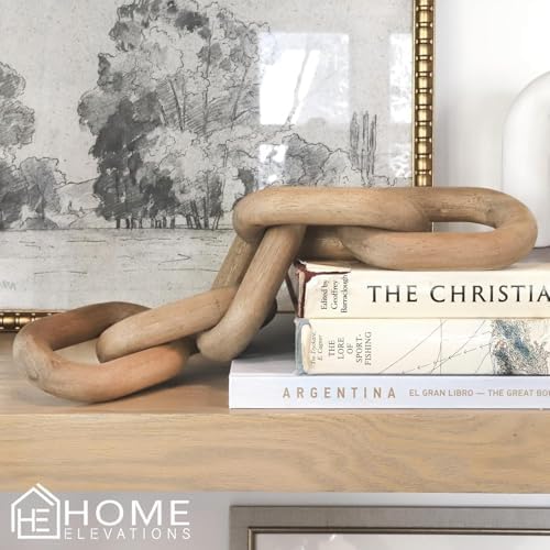 21" Natural Wood Chain Link Decor, Decorative Coffee Table Accent - Image 2