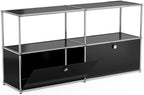 Modern Storage Cabinet Black F Versatile Free-Standing Organizer - Image 4