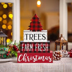 Marsui 4 Pcs Christmas Table Decor Wooden Christmas Trees Signs Block - Image 6