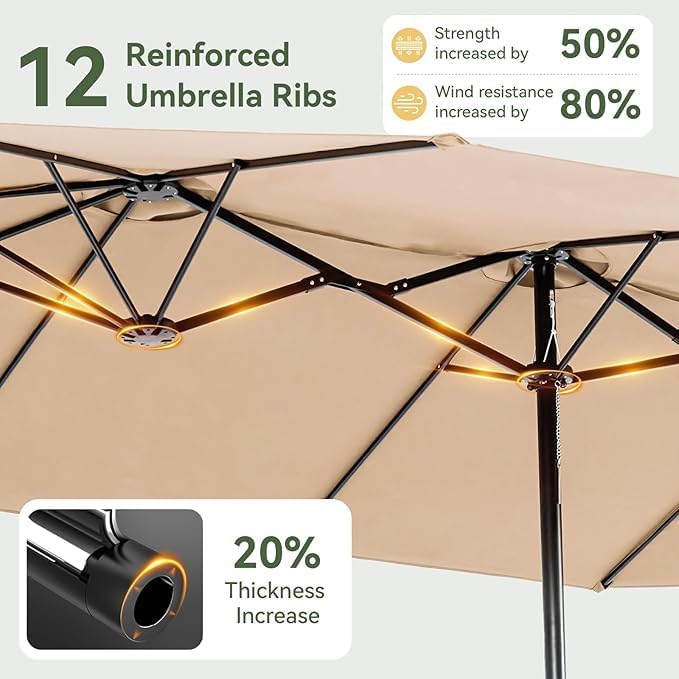 Aoxun 8-Piece Patio Table and Chairs Set & 15ft Patio Umbrella - Image 8