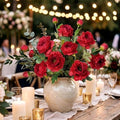 Silk Peonies Artificial Flowers, Red, 4PCS, 31.5'' Long Stem by ENALGRE