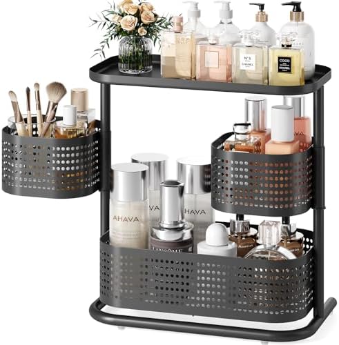 KINGRACK Metal Bathroom Counter Organizer，Rotating Countertop Storage Shelf by KINGRACK