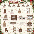 Mifoci 15 Pcs Christmas Neutral Christmas Tiered Tray Decor Rustic Wood - Image 3