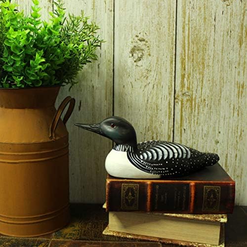 CVHOMEDECO. Primitives Hand Engraving and Painted Wood Loons Rustic Figurine Decorative Accent, Set of 2 - Image 3