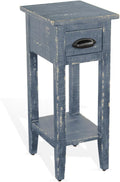 Sunny Designs Marina Farmhouse Mahogany Wood Chair Side Table in Ocean Blue by Sunny+Designs