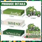 Geelin 4 Pcs St. Patrick's Day Table Decoration Wooden Book Stack Signs - Image 3