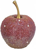 Rhinestone Beaded Apple Figurine, Resin Apple Statue Tabletop Decor by JOOMBE