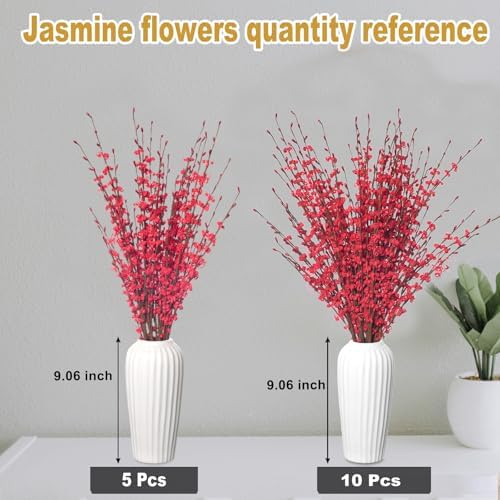 5Pcs Red 29.5" Artificial Jasmine Flowers for Christmas DIY Wreath Decor - Image 6
