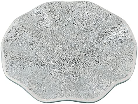 MDLUU Mosaic Centerpiece Tray, 11.6" Decorative Glass Plate, Home Decor Glass Bowl for Dining Room Table, Coffee Table, Gift (Silver) - Image 2