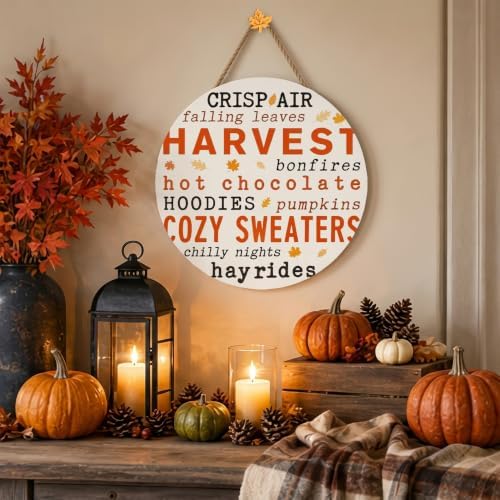 Hello Fall Decorations for Home, Fall Wooden Door Sign - Image 4