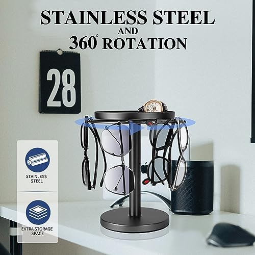 kondyfayo 360 Rotating Sunglass Organizer Glasses Holder (Titanium Black) - Image 3