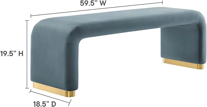 Modway EEI-6734-BRA-CAB Koda Performance Velvet Waterfall Long Bench, Brass - Image 3