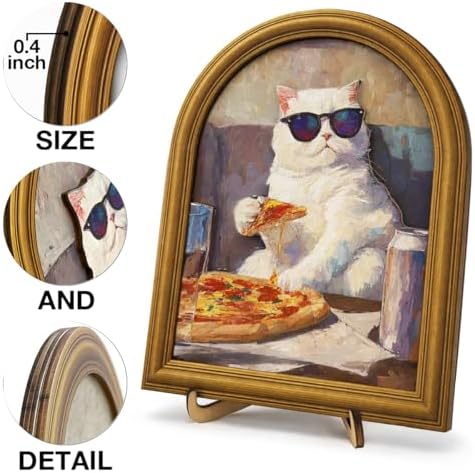 3D Funny Pizza Cat Wall Art Sign for Kitchen Decor, Cool Sunglasses Cat Portrait Decor, 8x10 Inch - Image 3
